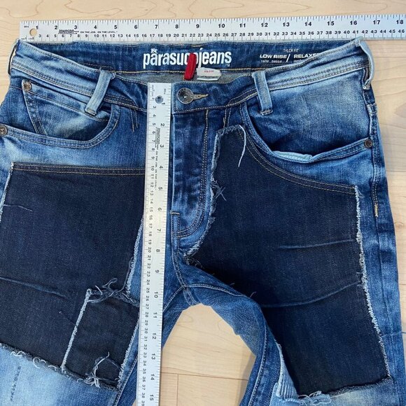 Parasuco Mens Low Rise Relaxed Fit Patchwork Jeans Size 32 Blue Denim WLB-016 - Picture 14 of 16